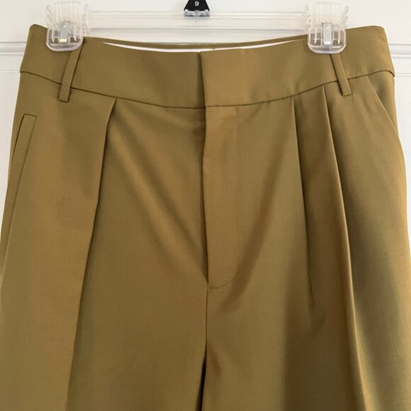 Tibi Stella Tropical Wool  Pant in Dark Hazel Green - 2 - Picture 2 of 13